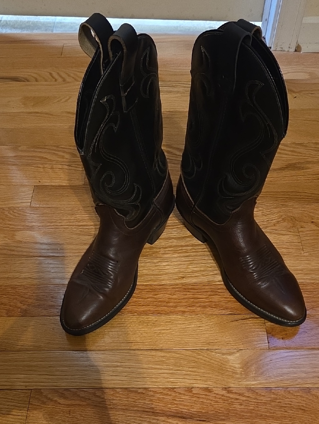 Laredo Brown Vamp Black Shaft Western Cowboy Boots